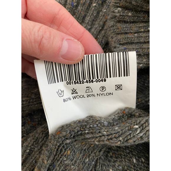 Barbour Men's L Gray Speckled Caledonia Cable Knit Wool Blend Sweater - Picture 7 of 7